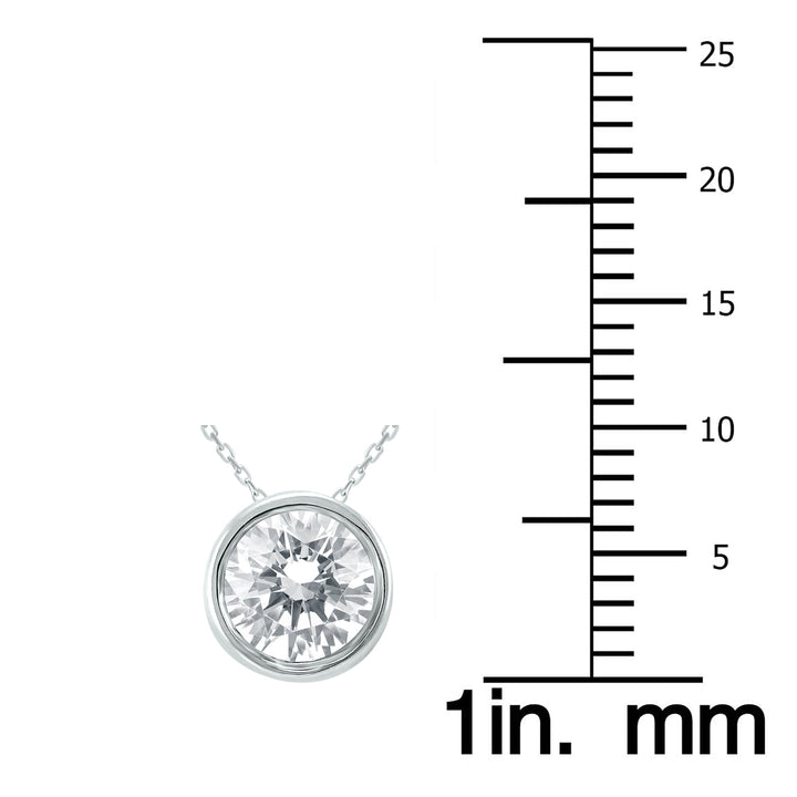 1 Carat Diamond Bezel Pendant In 14K White Gold