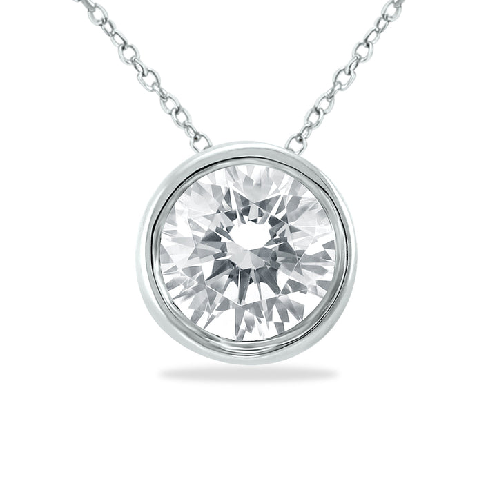 1 Carat Diamond Bezel Pendant In 14K White Gold