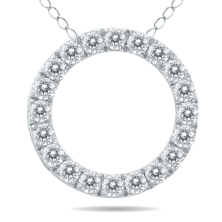 1/2 Carat Tw Diamond Circle Pendant In 10K White Gold