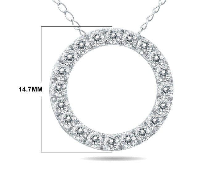 1/2 Carat Tw Diamond Circle Pendant In 10K White Gold