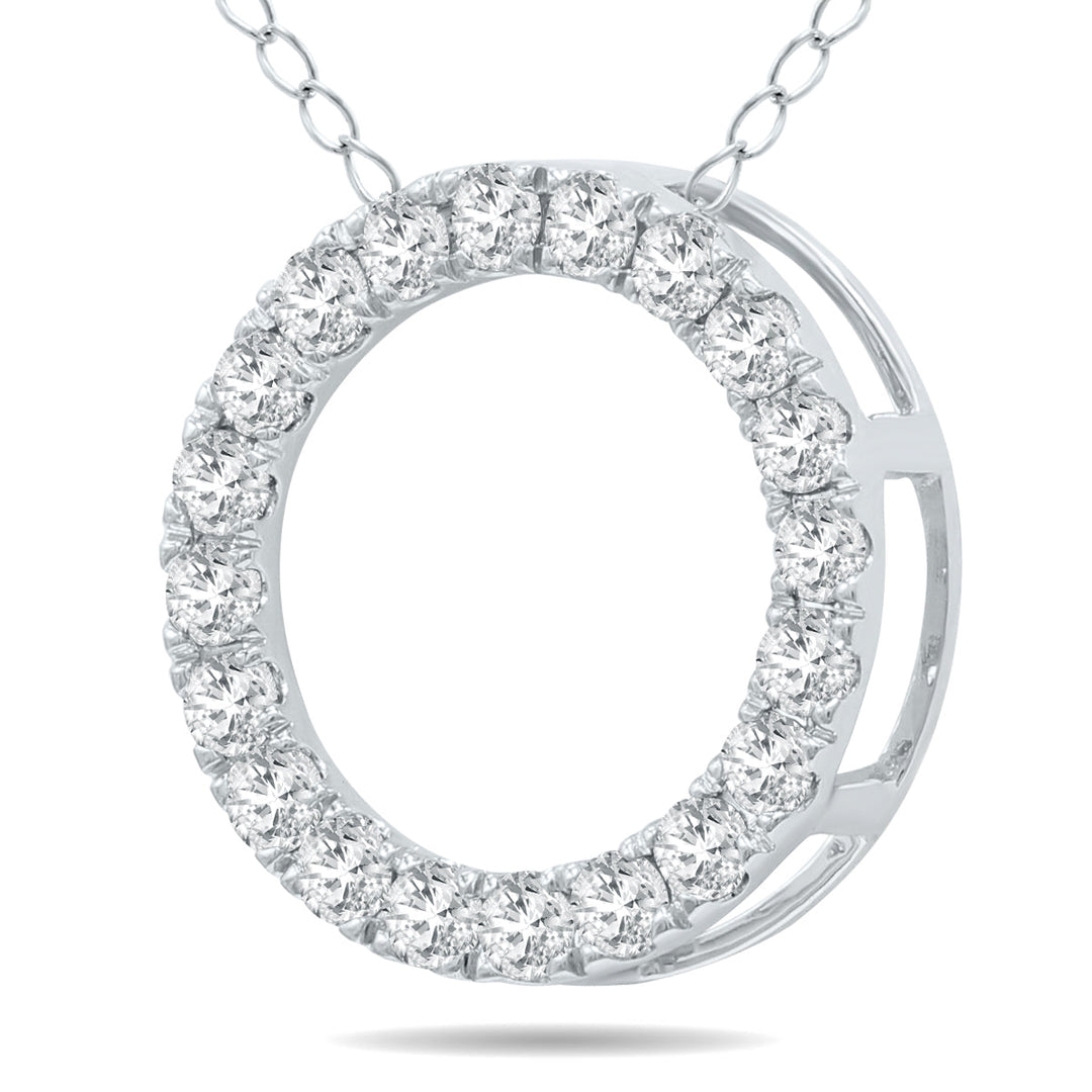 1/2 Carat Tw Diamond Circle Pendant In 10K White Gold