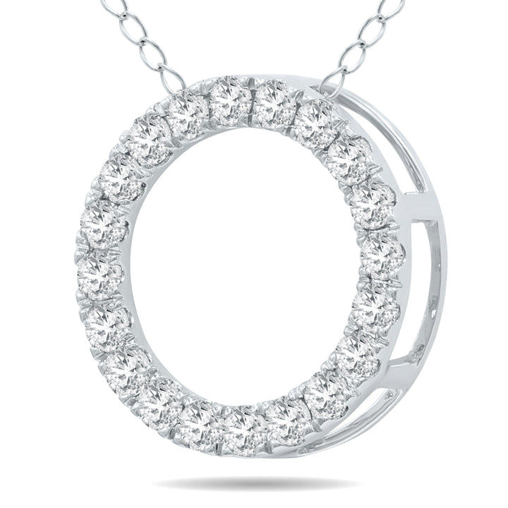 1/2 Carat Tw Diamond Circle Pendant In 10K White Gold