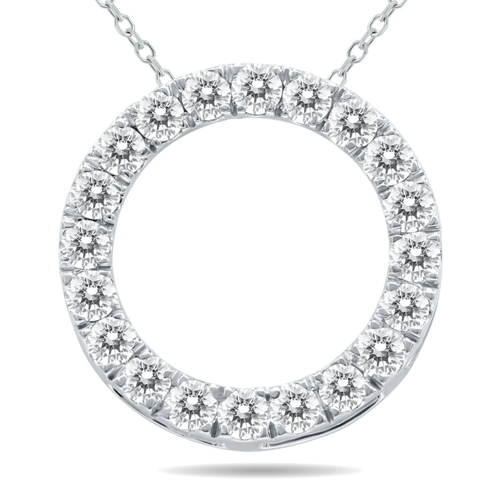 3/4 Carat Tw Diamond Circle Pendant In 10K White Gold