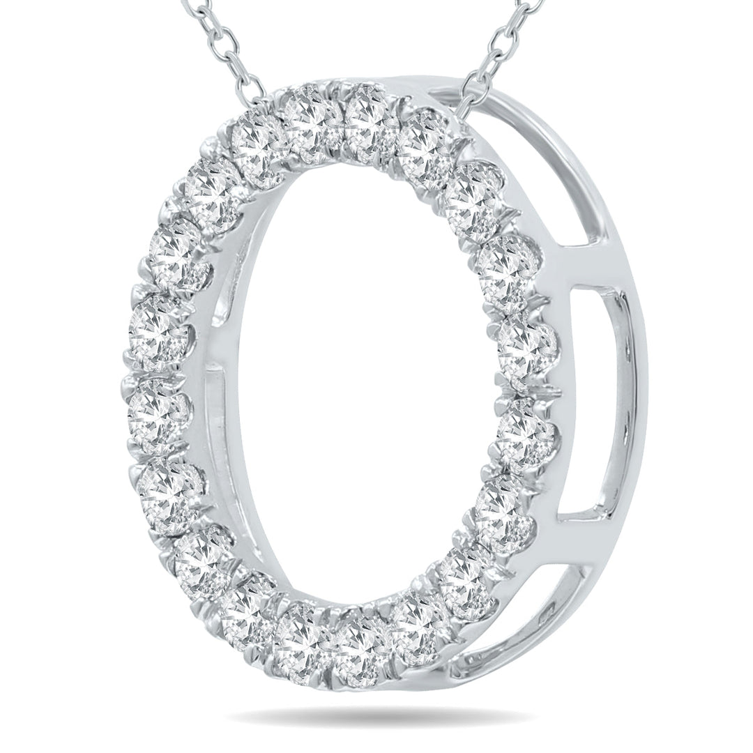 3/4 Carat Tw Diamond Circle Pendant In 10K White Gold