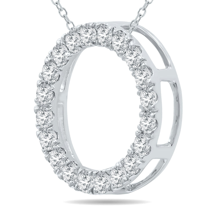 3/4 Carat Tw Diamond Circle Pendant In 10K White Gold