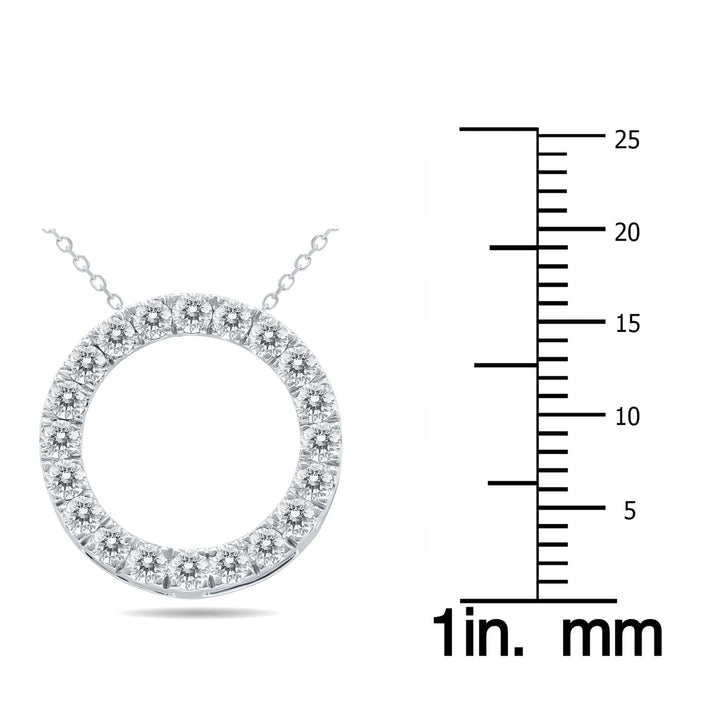 3/4 Carat Tw Diamond Circle Pendant In 10K White Gold