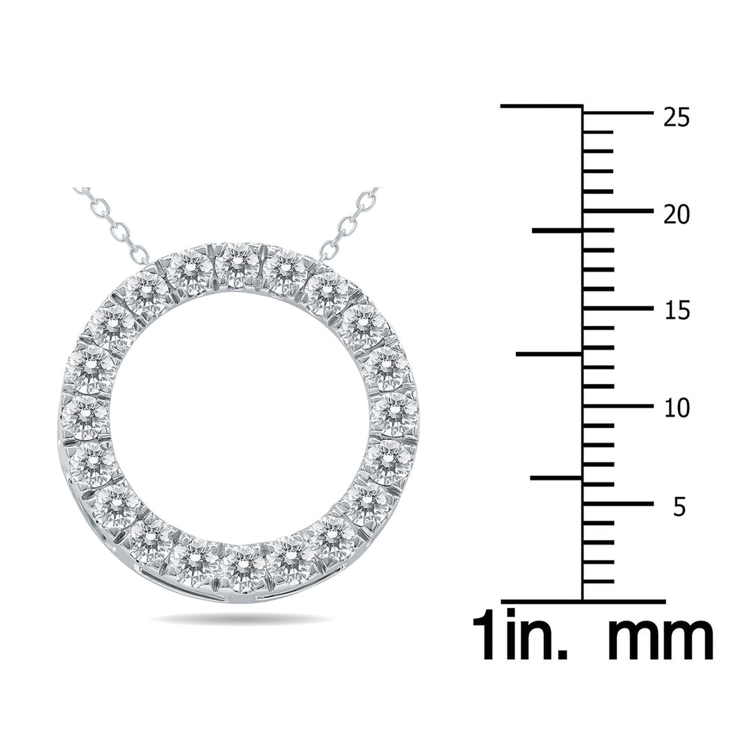 1 Carat Tw Diamond Circle Pendant In 10K White Gold