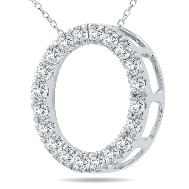 1 Carat Tw Diamond Circle Pendant In 10K White Gold