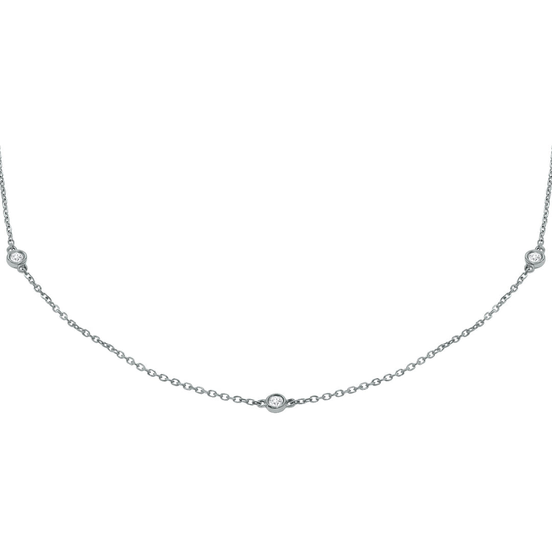 1/4 Carat Tw Bezel Set Diamond Station Necklace In 14K White Gold