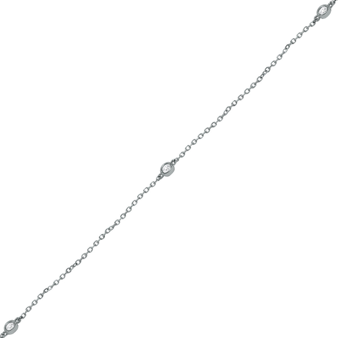 1/4 Carat Tw Bezel Set Diamond Station Necklace In 14K White Gold