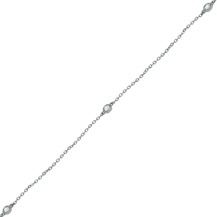 1/4 Carat Tw Bezel Set Diamond Station Necklace In 14K White Gold