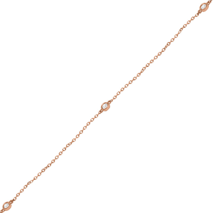 1/4 Carat Tw Bezel Set Diamond Station Necklace In 14K Rose Gold