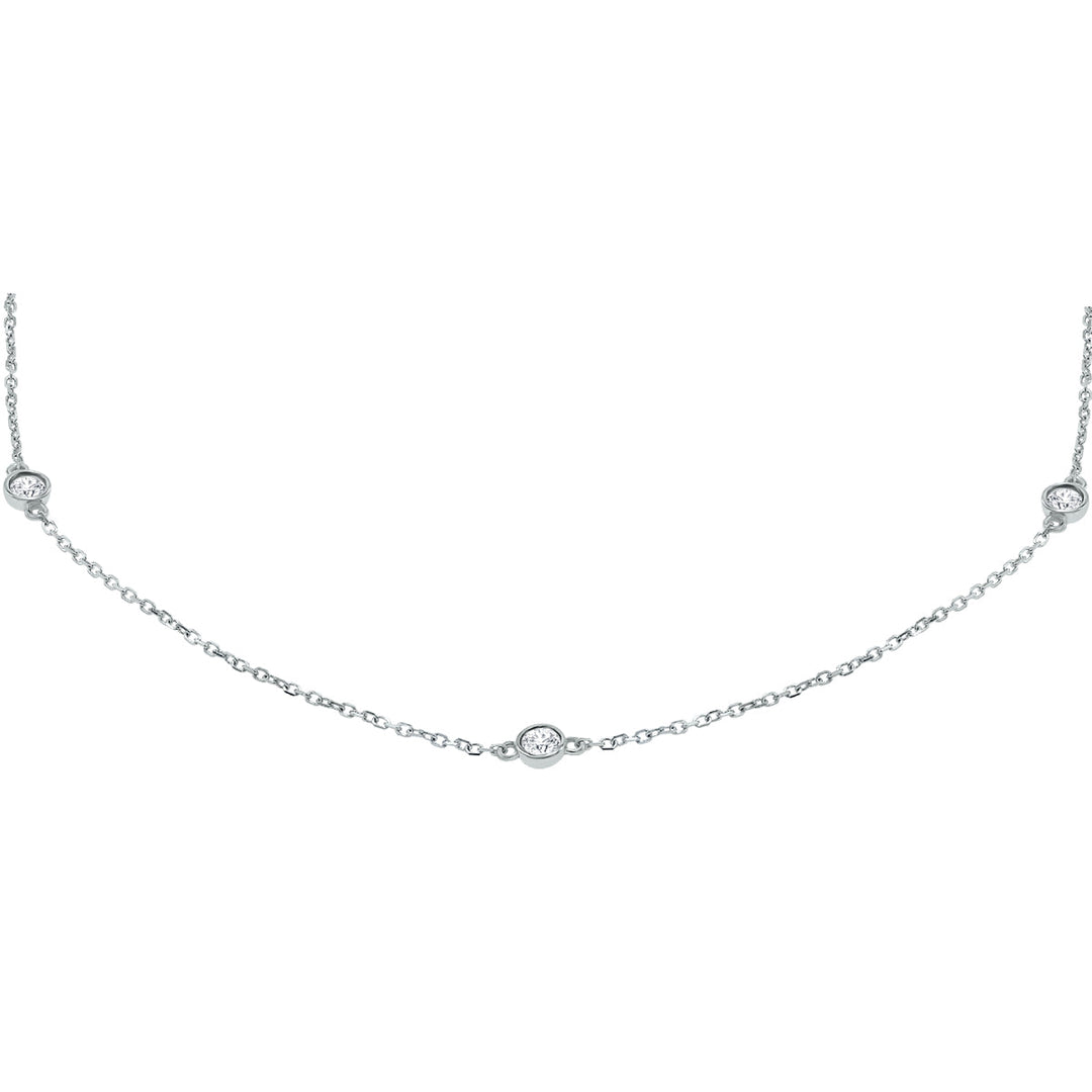 1/2 Carat Tw Bezel Set Diamond Station Necklace In 14K White Gold