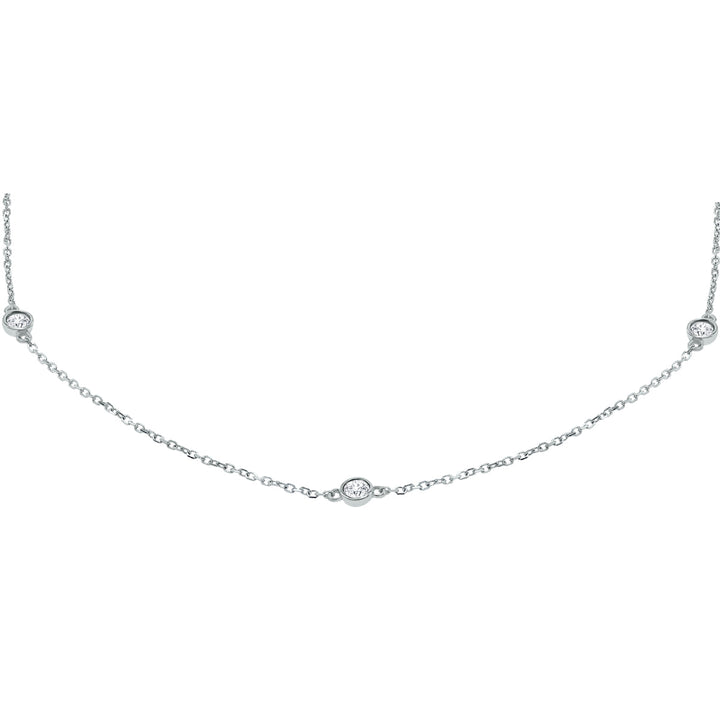 1/2 Carat Tw Bezel Set Diamond Station Necklace In 14K White Gold