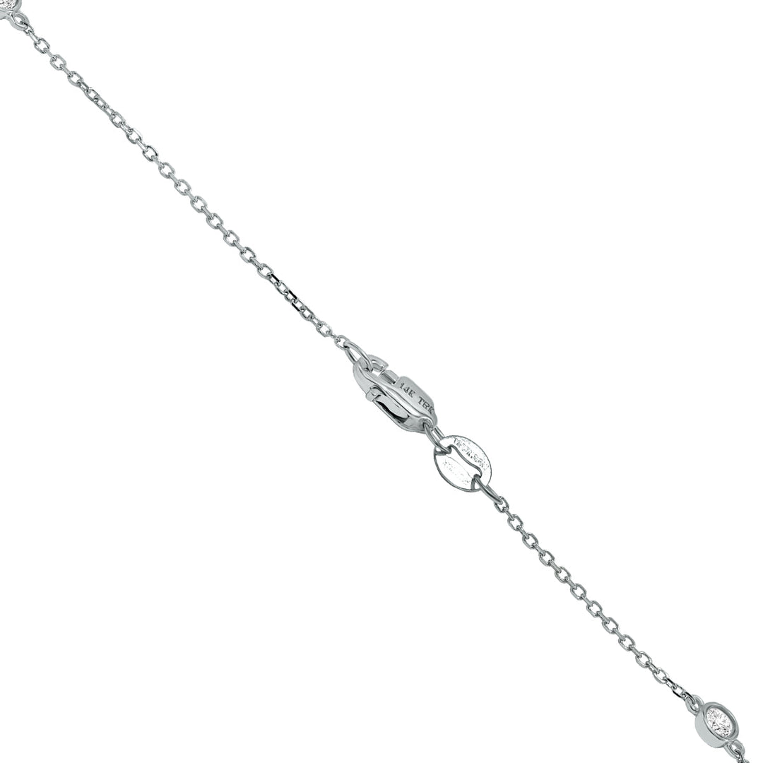 1/2 Carat Tw Bezel Set Diamond Station Necklace In 14K White Gold