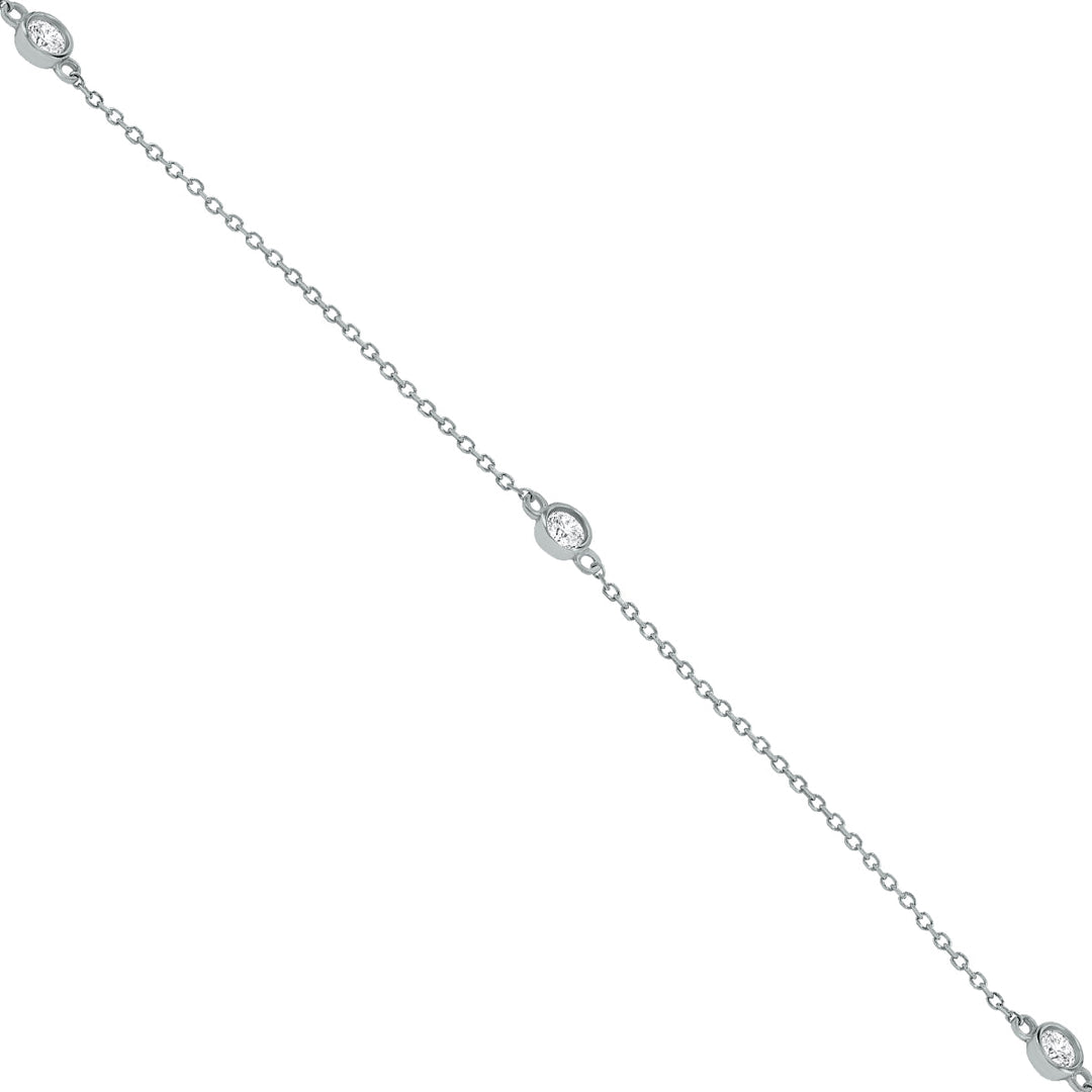 1 1/2 Carat Tw Bezel Set Diamond Station Necklace In 14K White Gold