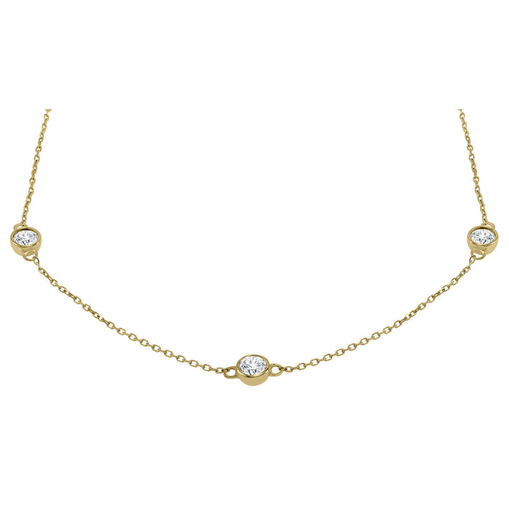 1 1/2 Carat Tw Bezel Set Diamond Station Necklace In 14K Yellow Gold