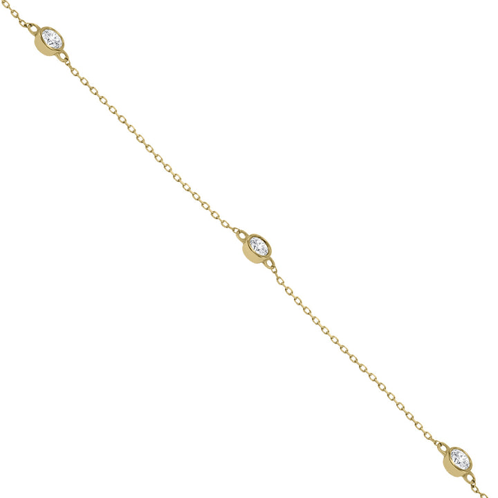 1 1/2 Carat Tw Bezel Set Diamond Station Necklace In 14K Yellow Gold