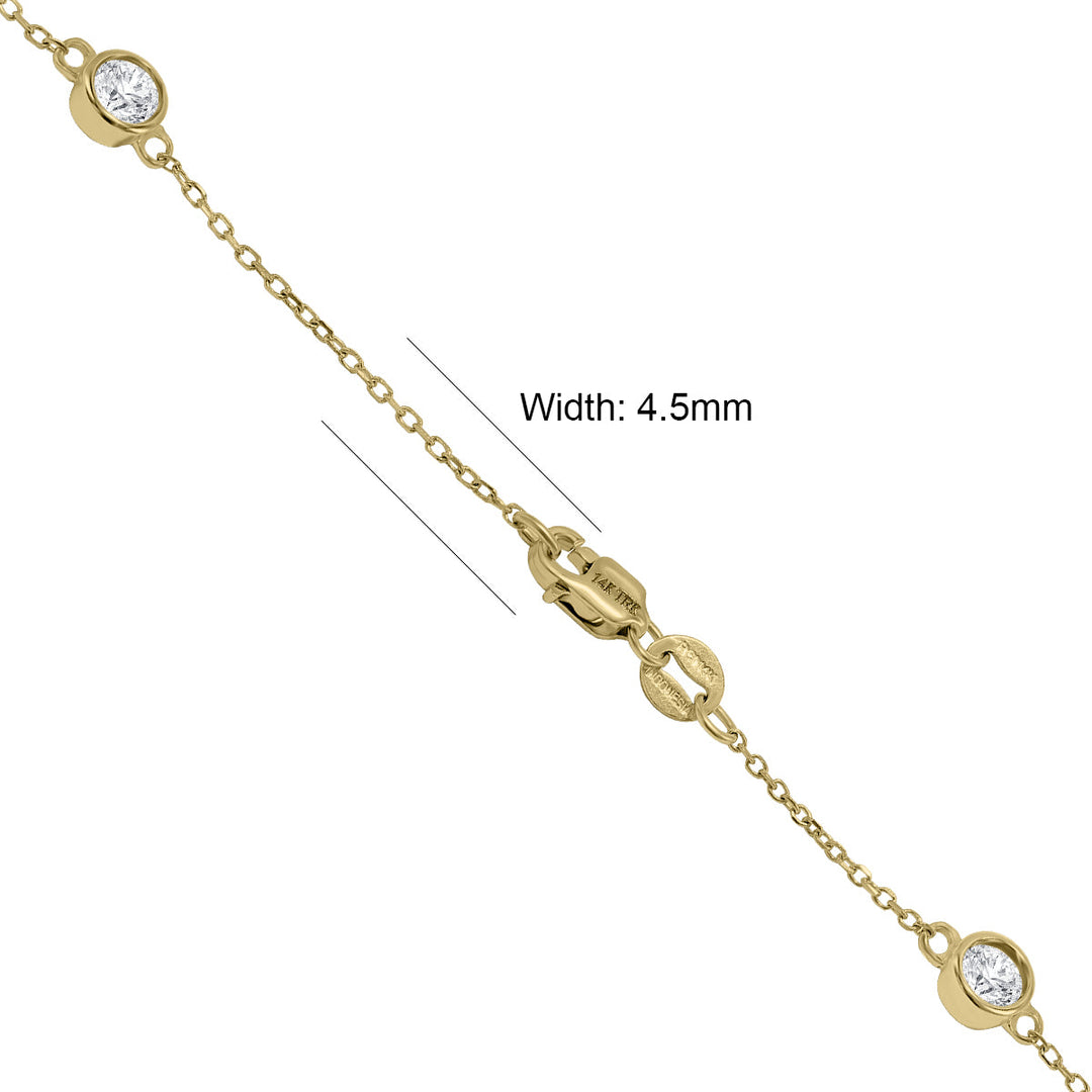 1 1/2 Carat Tw Bezel Set Diamond Station Necklace In 14K Yellow Gold