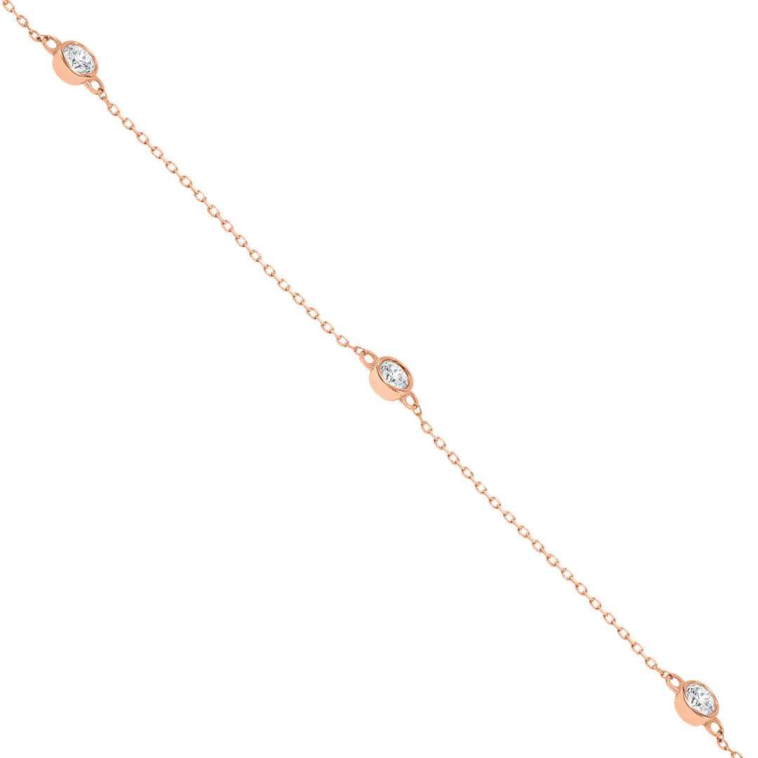 1 1/2 Carat Tw Bezel Set Diamond Station Necklace In 14K Rose Gold