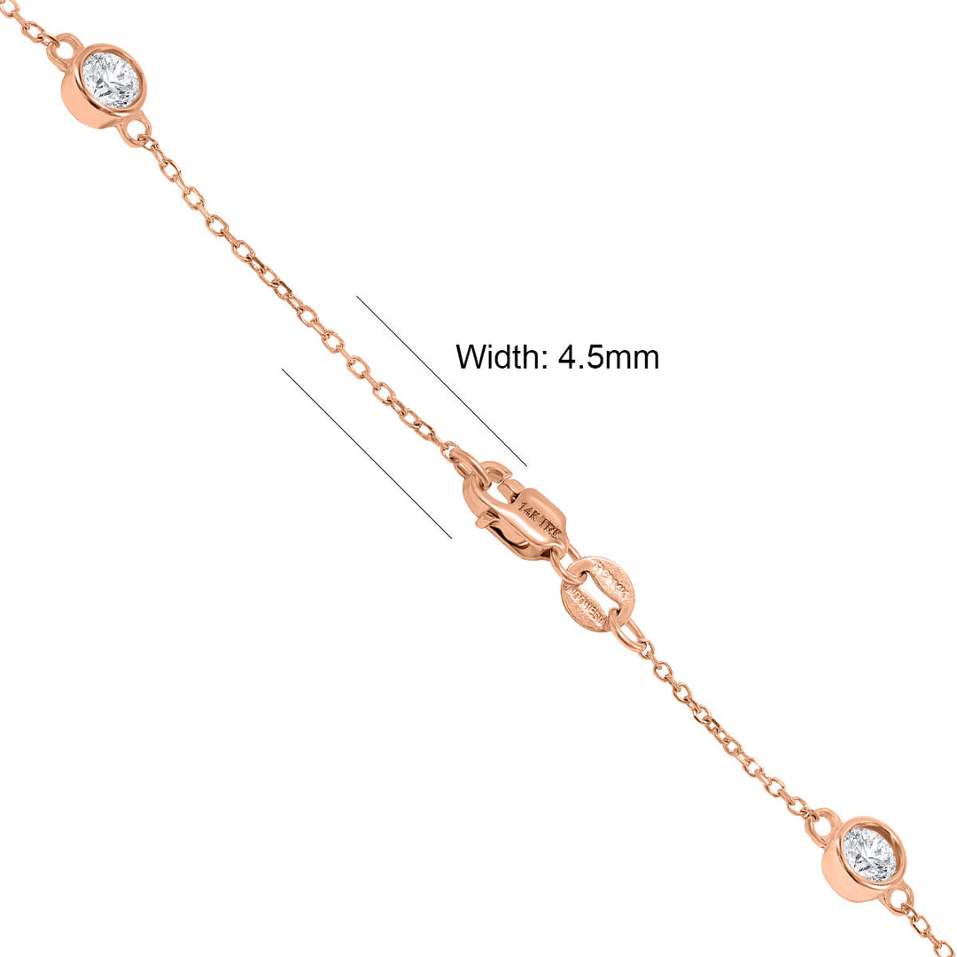 1 1/2 Carat Tw Bezel Set Diamond Station Necklace In 14K Rose Gold