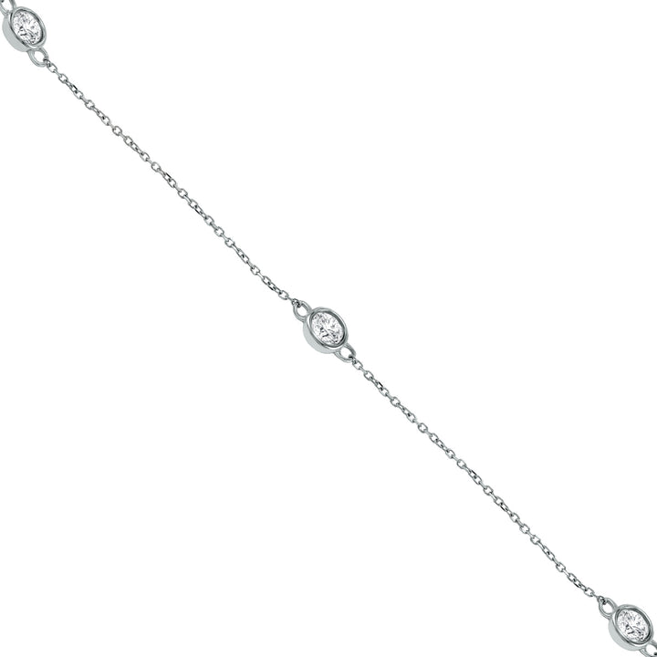 2 Carat Tw Bezel Set Diamond Station Necklace In 14K White Gold