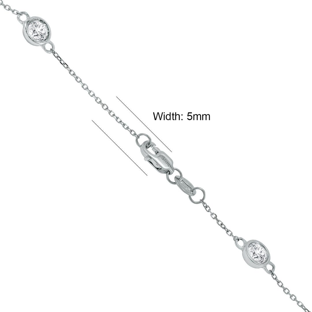 2 Carat Tw Bezel Set Diamond Station Necklace In 14K White Gold