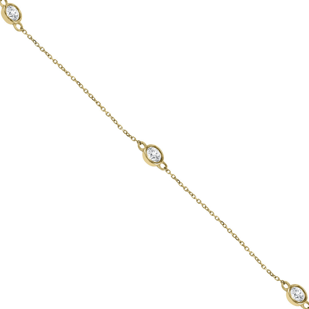 2 Carat Tw Bezel Set Diamond Station Necklace In 14K Yellow Gold