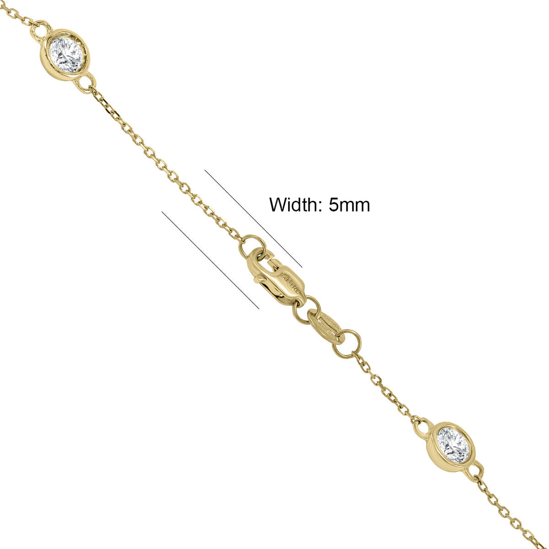 2 Carat Tw Bezel Set Diamond Station Necklace In 14K Yellow Gold