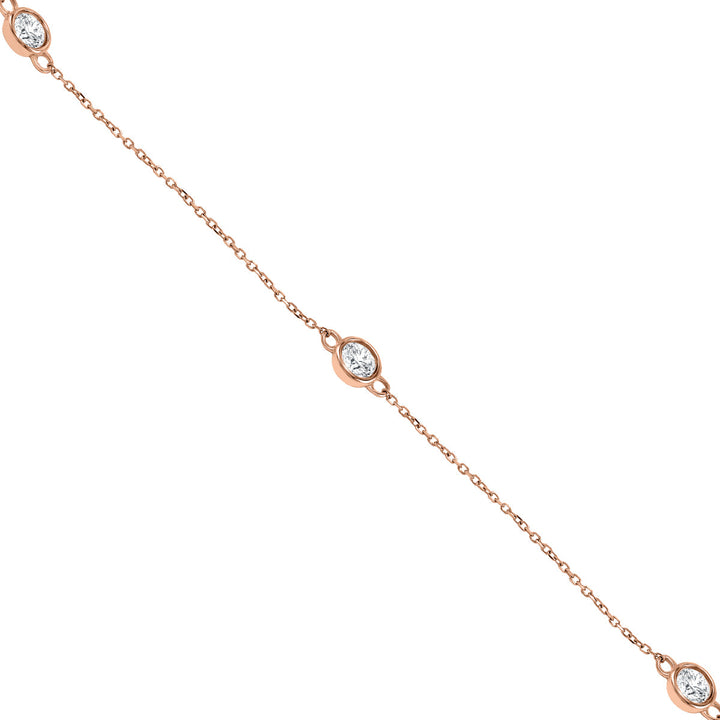 2 Carat Tw Bezel Set Diamond Station Necklace In 14K Rose Gold