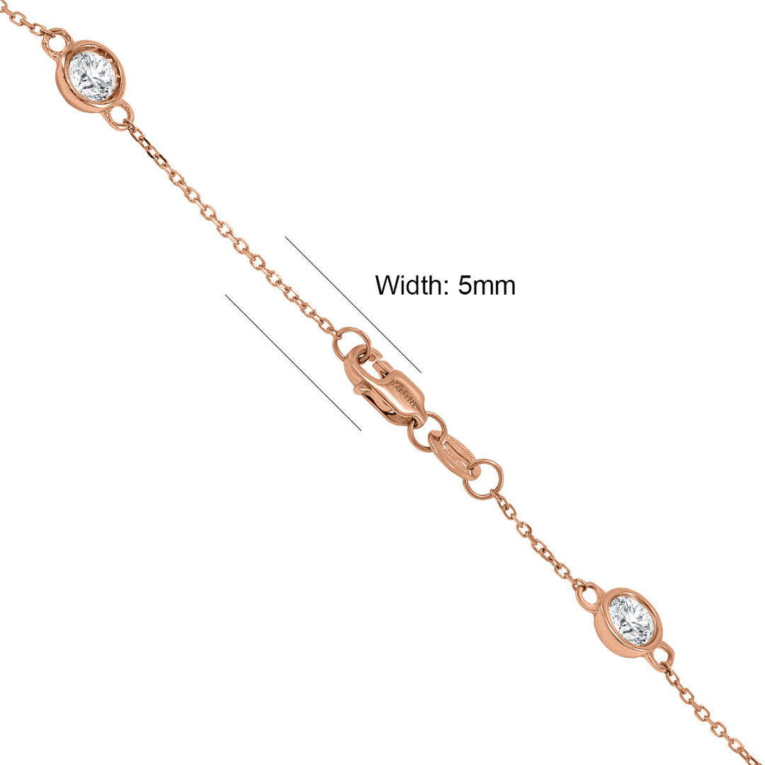 2 Carat Tw Bezel Set Diamond Station Necklace In 14K Rose Gold