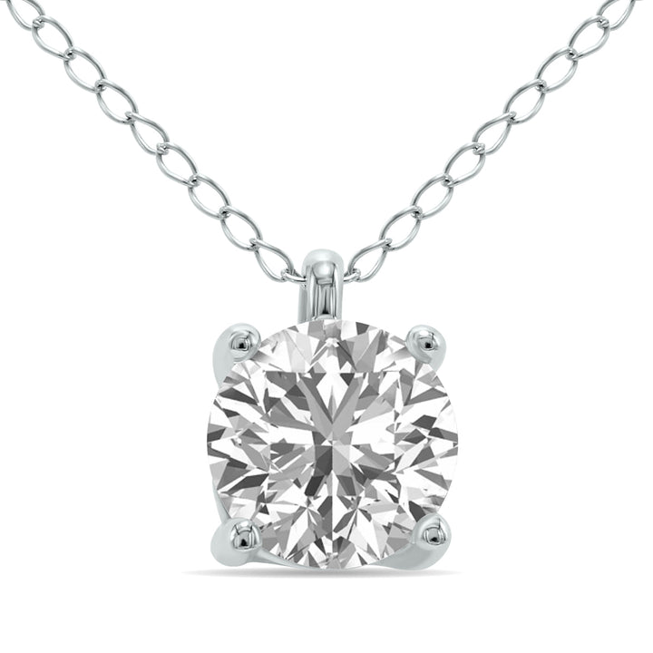 Lab Grown Igi Certified 1 Carat Diamond Solitaire Pendant In 14K White Gold (G-H Color, Vvs1-Vvs2 Clarity)