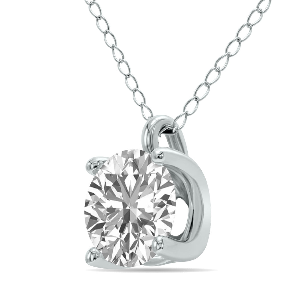 Lab Grown Igi Certified 1 Carat Diamond Solitaire Pendant In 14K White Gold (G-H Color, Vvs1-Vvs2 Clarity)