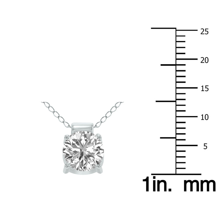 Lab Grown 1 Carat 4 Prong Diamond Solitaire Pendant In 14K White Gold (F-G Color, Vvs Clarity)