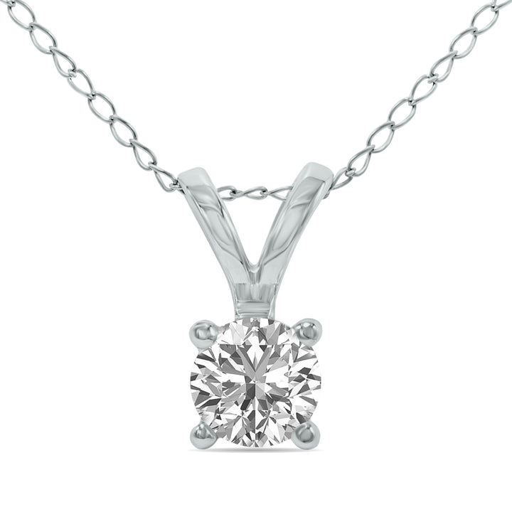 Lab Grown 1/2 Carat Diamond Solitaire Pendant In 14K White Gold (F-G Color, Vvs1-Vvs2 Clarity)