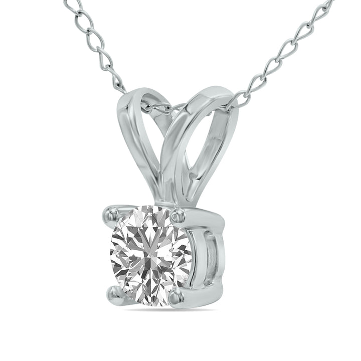 Lab Grown 1/2 Carat Diamond Solitaire Pendant In 14K White Gold (F-G Color, Vvs1-Vvs2 Clarity)