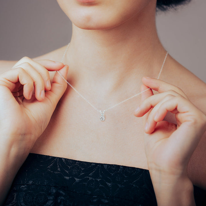 Lab Grown 1/2 Carat Diamond Solitaire Pendant In 14K White Gold (F-G Color, Vvs1-Vvs2 Clarity)