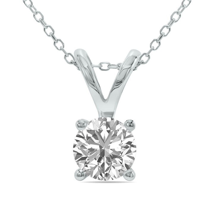 Lab Grown 3/4 Carat Diamond Solitaire Pendant In 14K White Gold