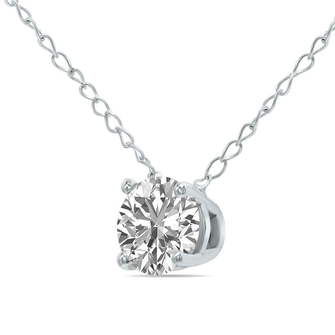 Lab Grown 1/2 Carat Floating Round Diamond Solitaire Pendant In 14K White Gold (F-G Color, Vvs1-Vvs2 Clarity)