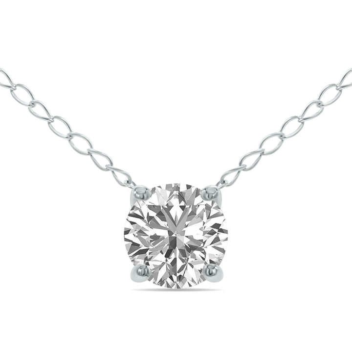 Lab Grown 1/2 Carat Floating Round Diamond Solitaire Pendant In 14K White Gold (F-G Color, Vvs1-Vvs2 Clarity)