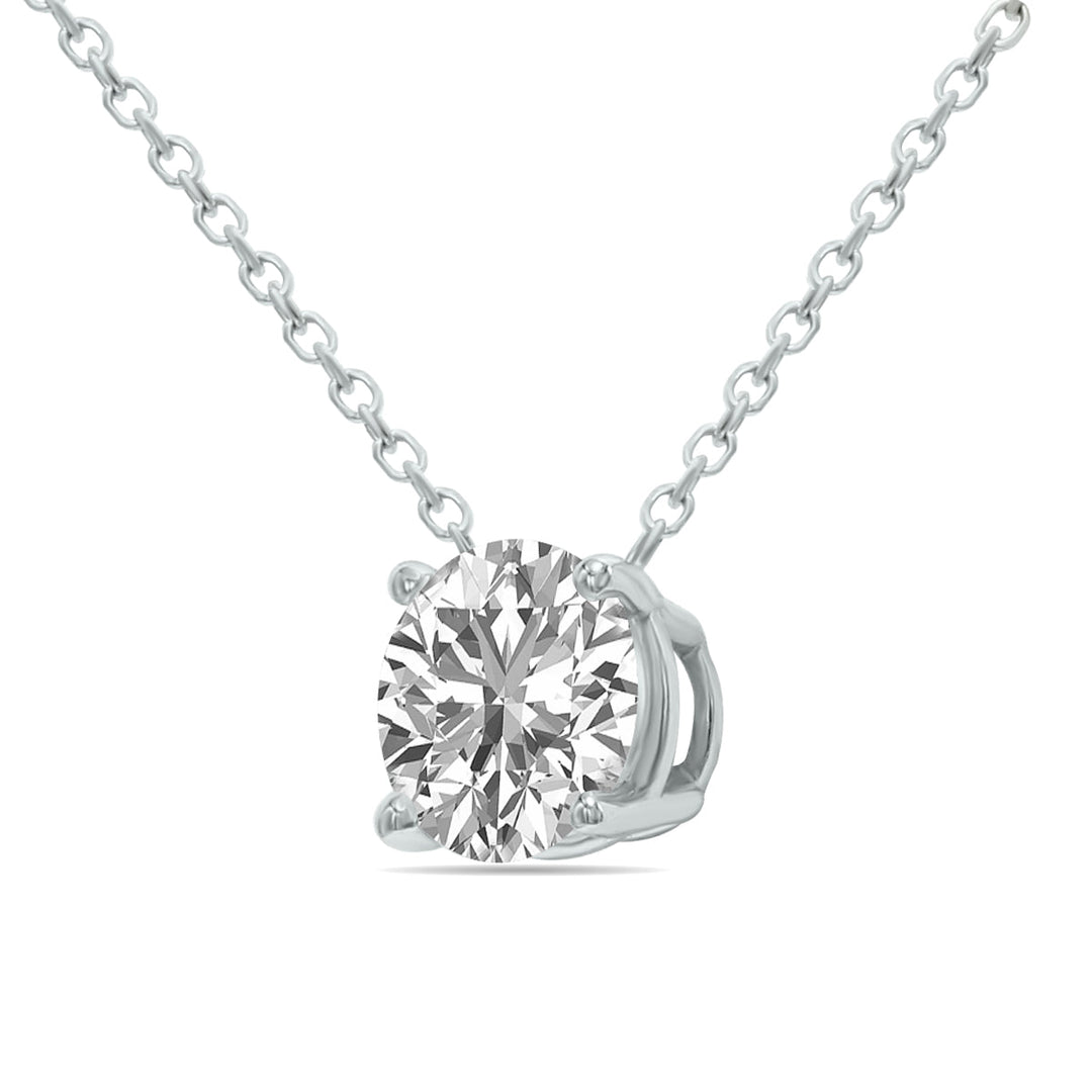 Lab Grown 3/4 Carat Floating Round Diamond Solitaire Pendant In 14K White Gold (F-G Color, Vvs1-Vvs2 Clarity)