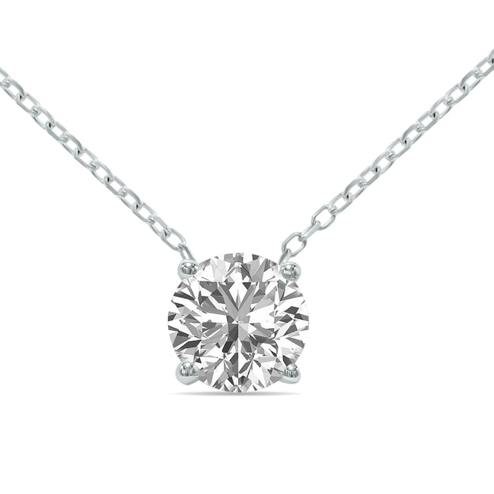 Lab Grown 3/4 Carat Floating Round Diamond Solitaire Pendant In 14K White Gold (F-G Color, Vvs1-Vvs2 Clarity)