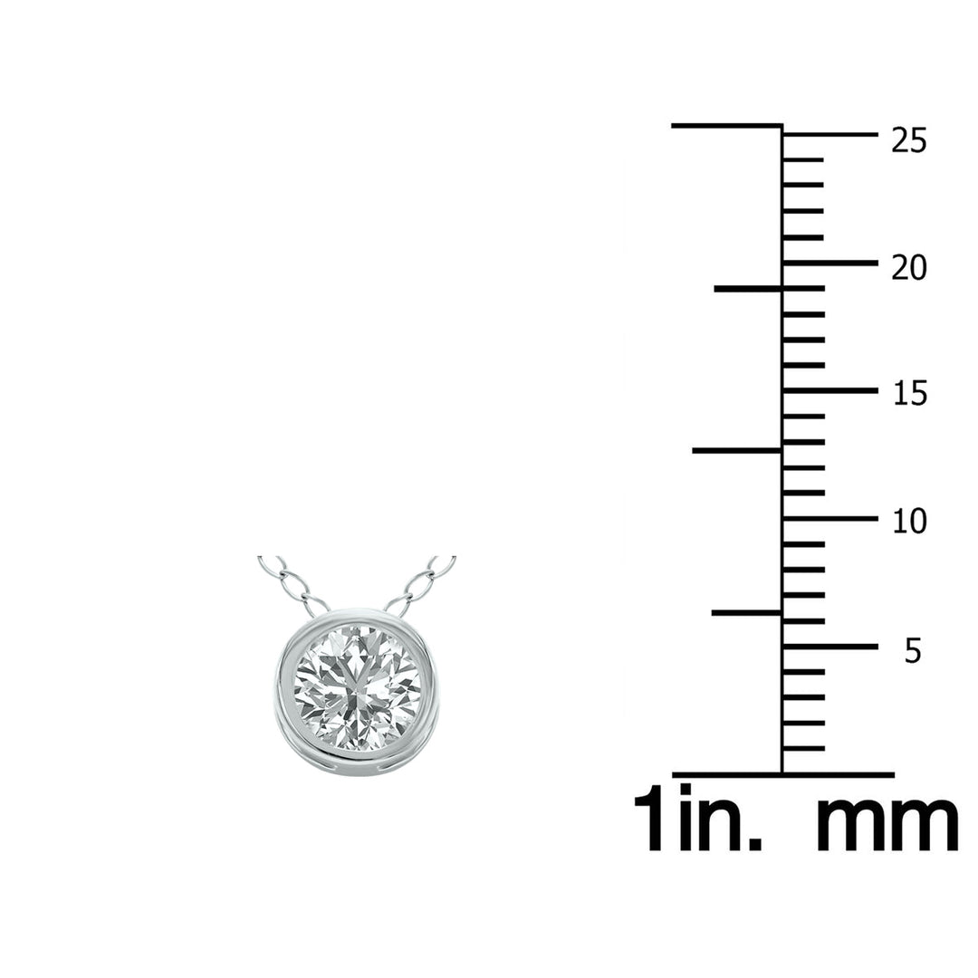 Lab Grown Igi Certified 1/2 Carat Round Solitaire Diamond Bezel Set Pendant In 14K White Gold (F-G Color, S1-S2 Clarity)