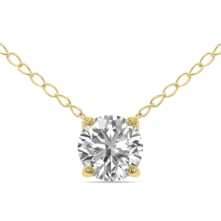 Lab Grown 1/2 Carat Floating Round Diamond Solitaire Pendant In 14K Yellow Gold (F-G Color, Vvs1-Vvs2 Clarity)