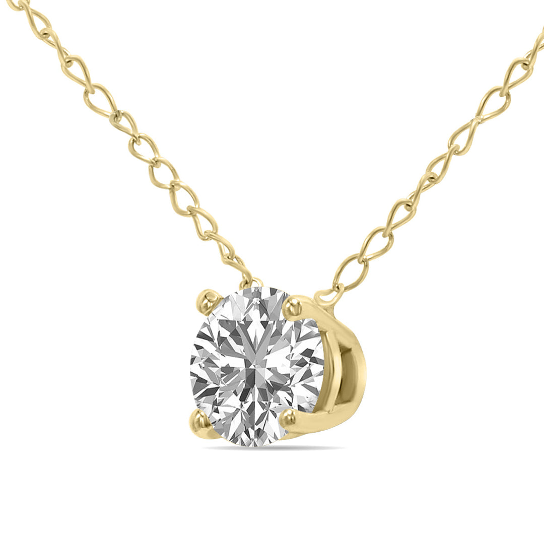 Lab Grown 1/2 Carat Floating Round Diamond Solitaire Pendant In 14K Yellow Gold (F-G Color, Vvs1-Vvs2 Clarity)