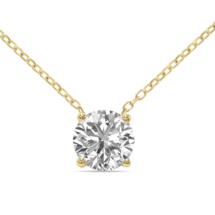 Lab Grown 3/4 Carat Floating Round Diamond Solitaire Pendant In 14K Yellow Gold (F-G Color, Vvs1-Vvs2 Clarity)