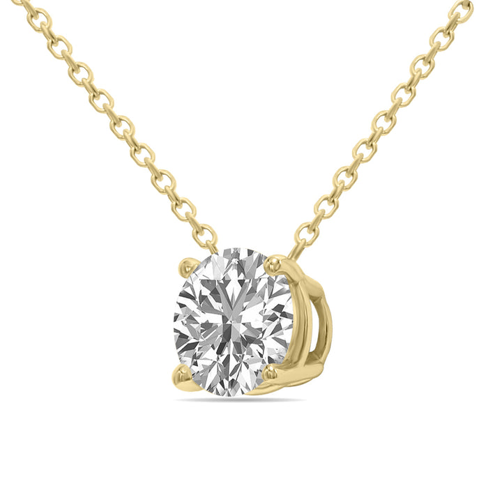 Lab Grown 3/4 Carat Floating Round Diamond Solitaire Pendant In 14K Yellow Gold (F-G Color, Vvs1-Vvs2 Clarity)