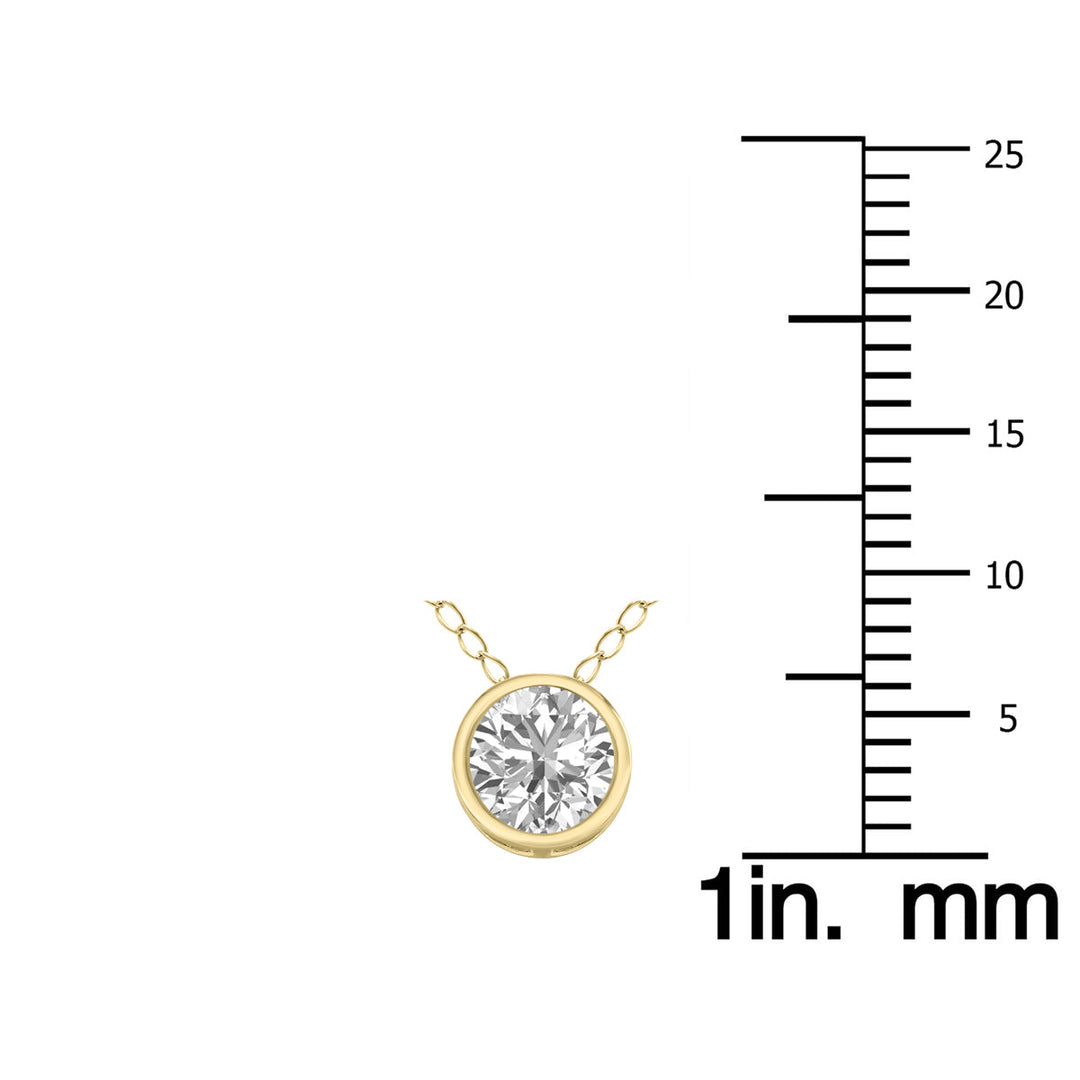 Lab Grown Igi Certified 1/2 Carat Round Solitaire Diamond Bezel Set Pendant In 14K Yellow Gold (F-G Color, S1-S2 Clarity)