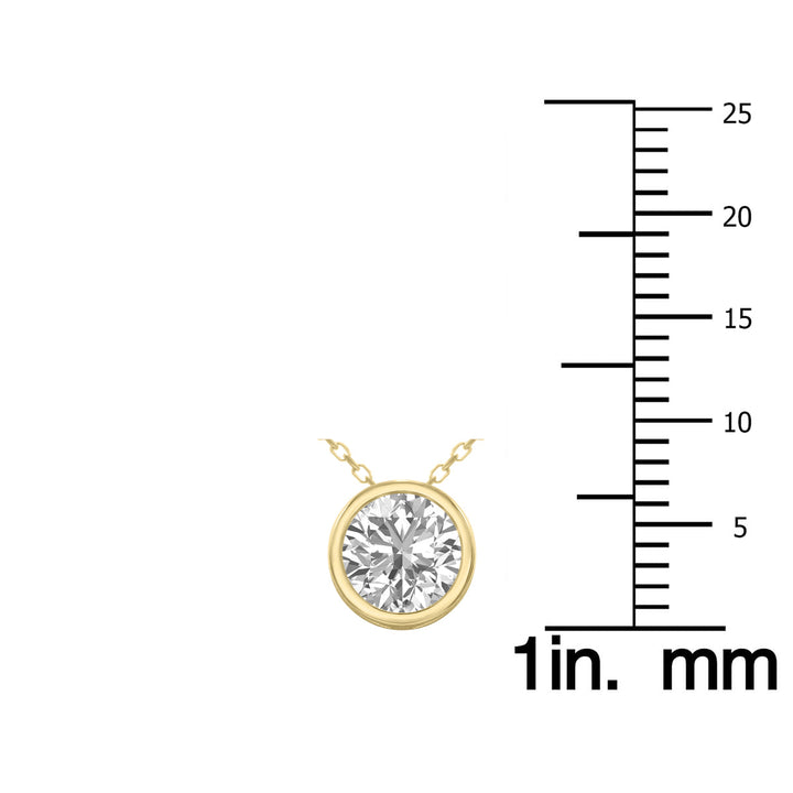 Lab Grown 3/4 Carat Round Solitaire Diamond Bezel Set Pendant In 14K Yellow Gold