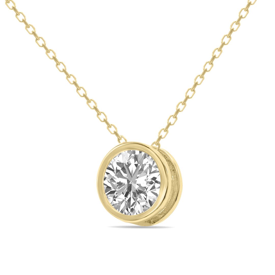 Igi Certified 1 Carat Lab Grown Diamond Bezel Pendant In 14K Yellow Gold